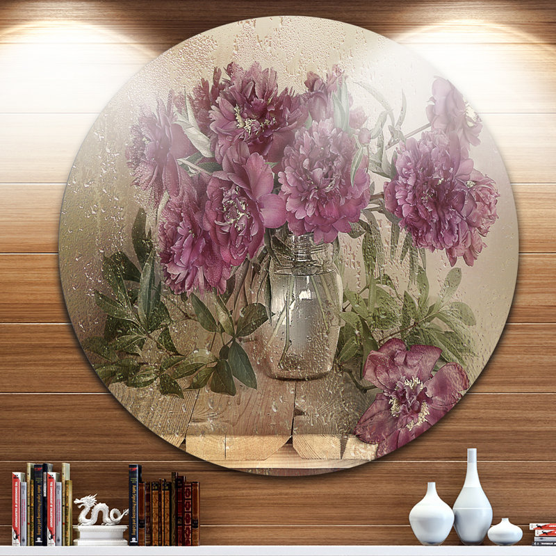 Bouquet de pivoines roses - impression, Métal métal, H 36 po x l 36 po x P 1 po