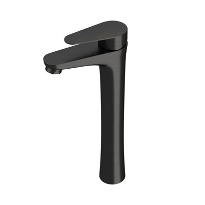 Robinet de lavabo vasque en bronze huilé à poignée simple pour éviers de comptoir à 1 trou, offrant une circulation d'eau douce et une salle de bain facile d'entretien avec un grand bec verseur