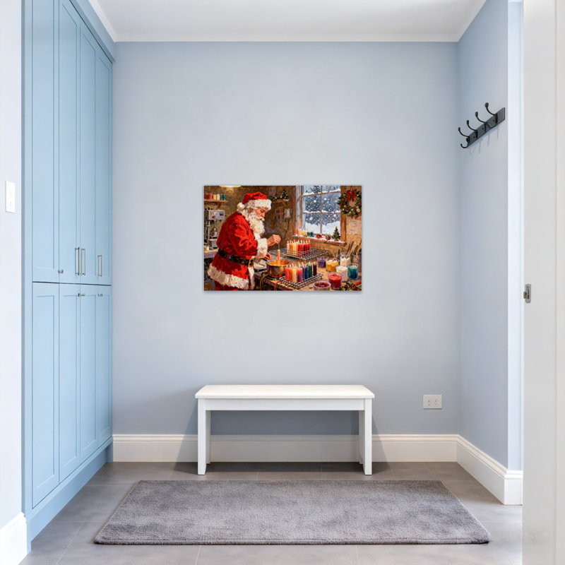 Christmas Santa Making Candles In Workshop
