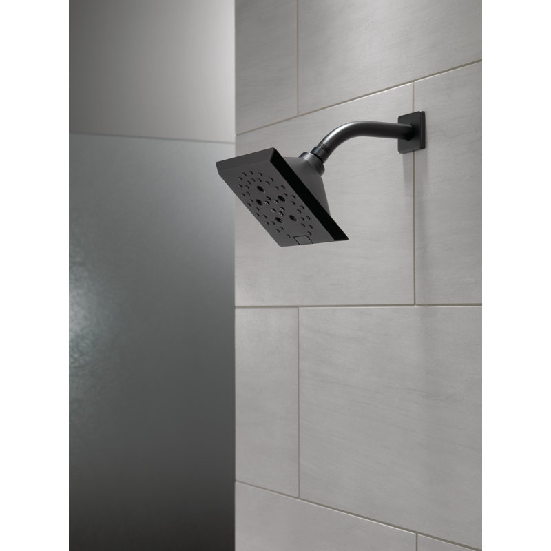 Pomme de douche carrée moderne à 5 jets H2Okinetic 1,75 gallons par minute, Noir mat