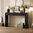 Trexm Entryway Table With Natural Wood Grain Finish, Console Table With Fluted Design, Oval Top And 2 Drawers For Entryway And Living Room (Black)-124923069