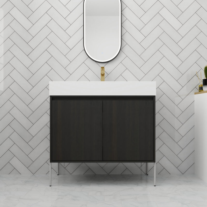 Meuble-lavabo autoportant avec porte à fermeture en douceur 36 po., 35"