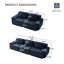 Ensemble de canapé 2 pièces 5 places en velours côtelé avec sièges profonds et coussins capitonnés sans assemblage, bleu marine-129204977