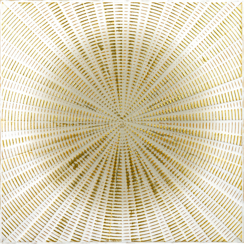 Light Grey And Gold Metal Starburst - No Frame Print on Metal