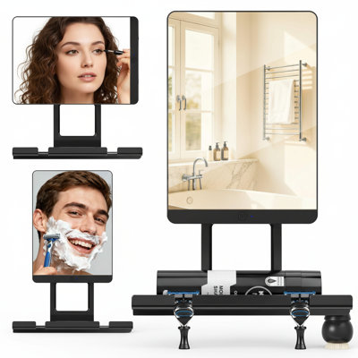 Heated Fogless Shower Mirror for Shaving and Makeup, 5000mAh, 360° Rotating