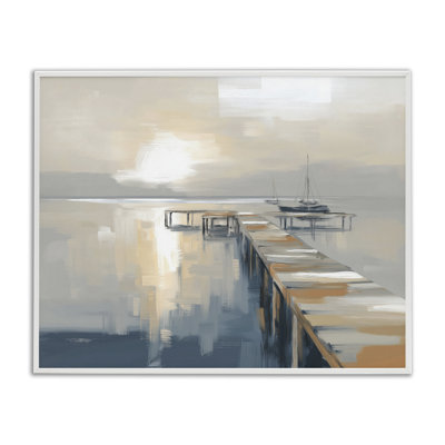 Pier with Sailboat Seascape Framed Giclee, design by Kim Curinga