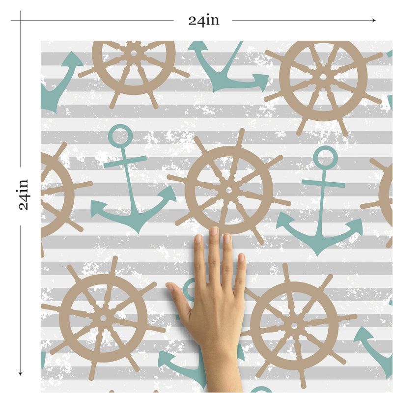 Panneau de papier peint amovible Colm Nautical, L 126 po x l 24 po