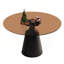 Table de salle à manger ronde de 35 pouces pour petit espace, table à piédestal moderne de style Mid-Century avec plateau en verre noir pour la cuisine, le salon, le thé et le café