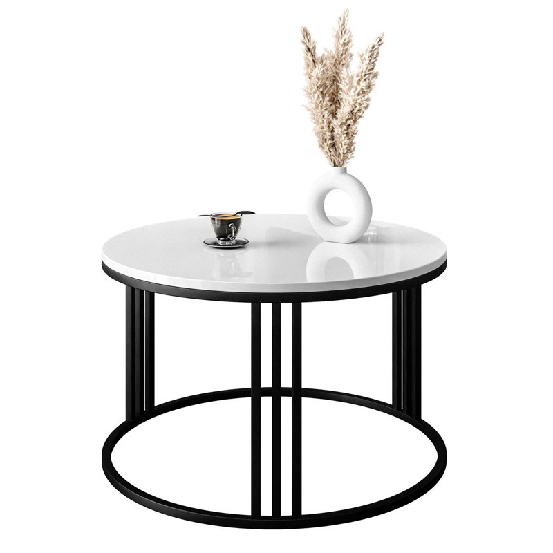 Arshman coffee table, White Gloss, Black