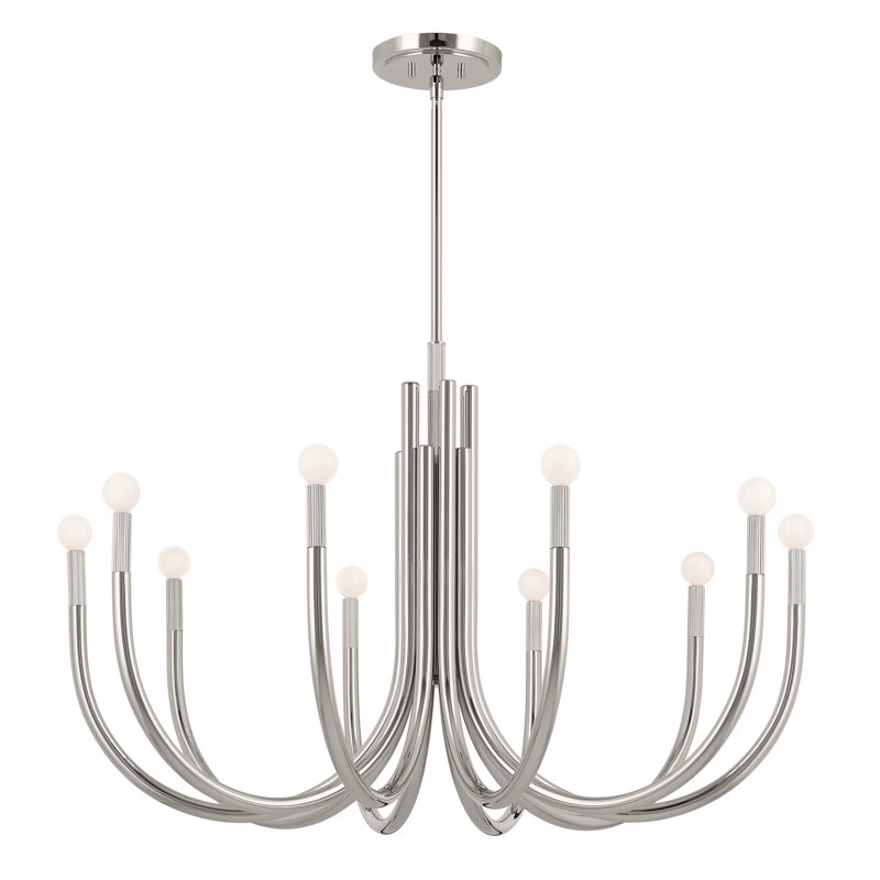 Lustre classique à 10 lumières Ashyla, Nickel poli