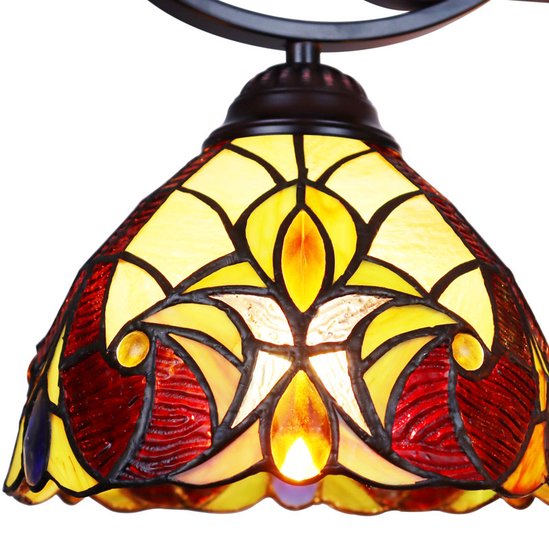Mini-lustre 3 lumières en bronze foncé de style victorien Bloomsbury Market de style Tiffany 25 po de large