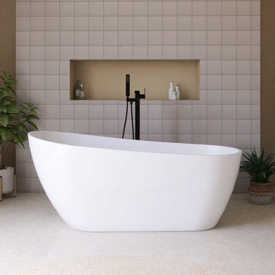 67'' Acrylic Freestanding Soaking Bathtub In Glossy White