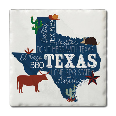 Trinx Texas Favorites 4-Pack Tumbled Tile Coaster Set