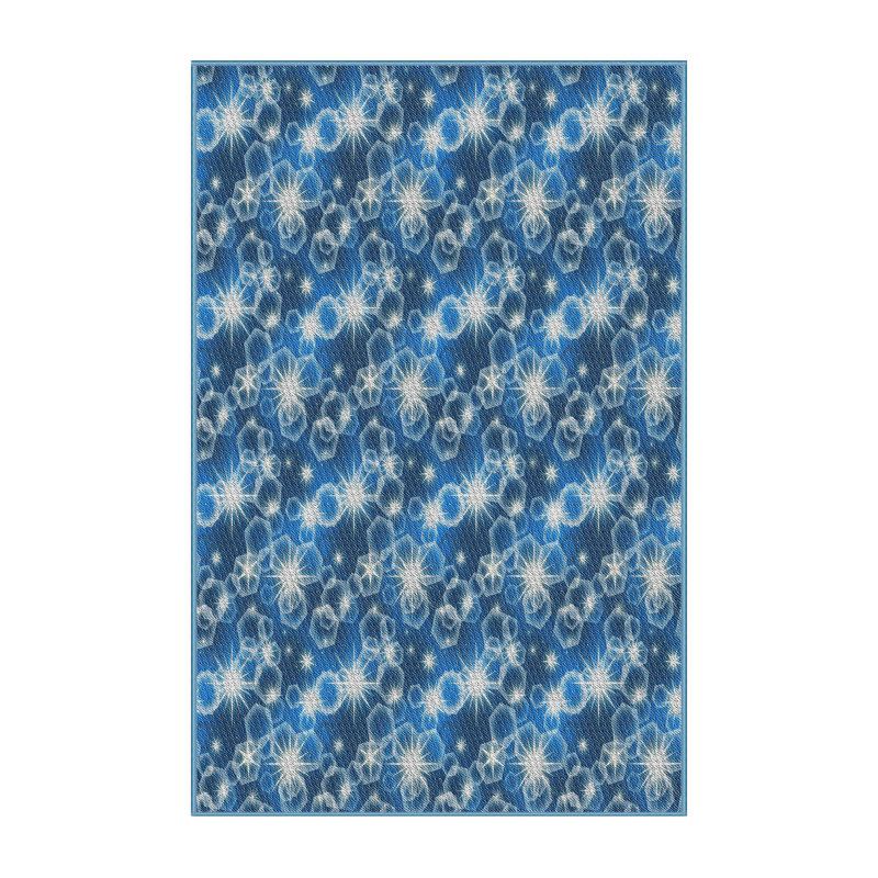 Tapis bleu foncé à motif, Rectangle 5 pi x 7 pi