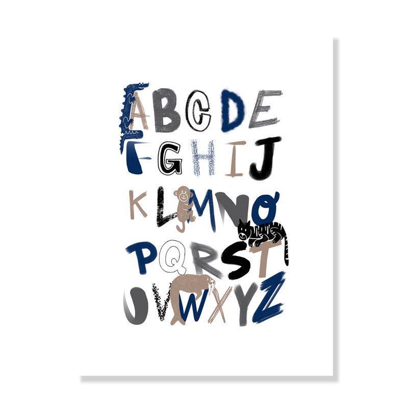 Critter Alphabet 1, impression sur papier, H 40 po x l 28 po x P 1 po, Papier