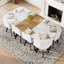 Ensembles de table de salle à manger élégants de 9 pièces avec plateau en faux marbre, chaises en cuir confortables pour les repas en famille modernes