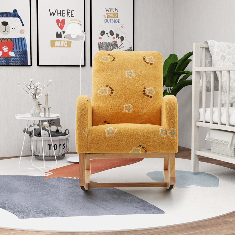 Chaise berçante Mcardle, Tissu jaune bouclé