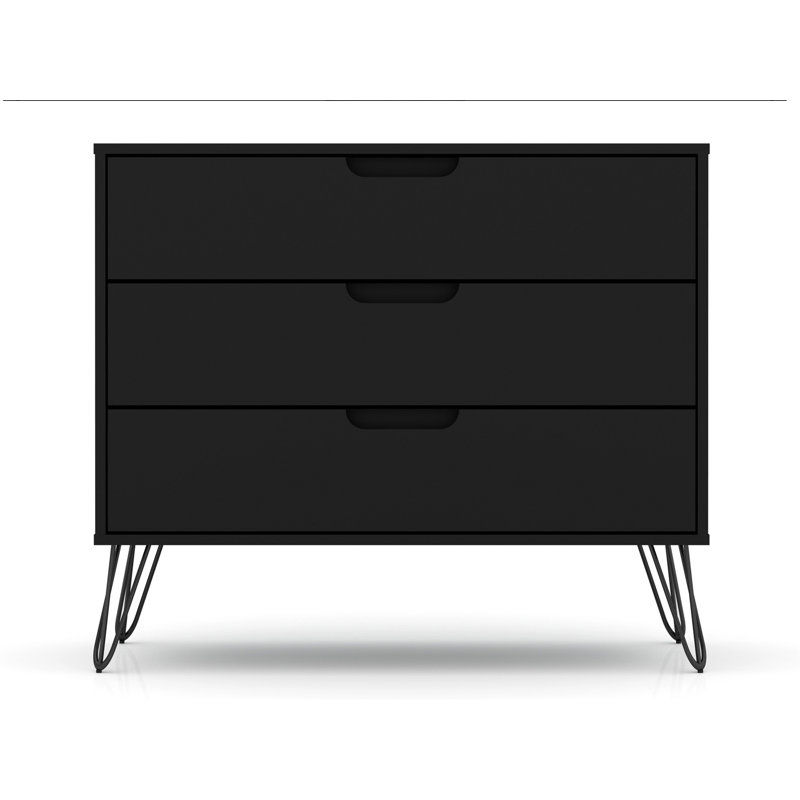 Commode 35 po Rockefeller en noir (3 tiroirs), Noir