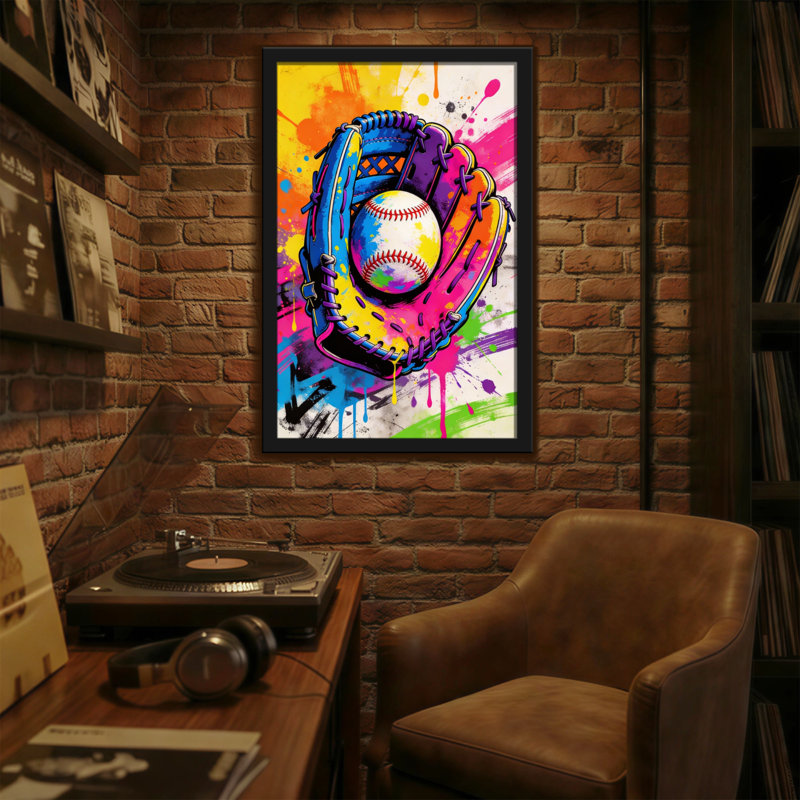 Gant de baseball coloré avec impression d'art, H 36 po x l 24 po
