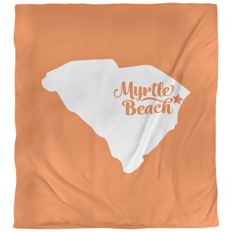 Housse de couette réversible à simple conmyrtle beach south caroline, Polyester brossé, Orange