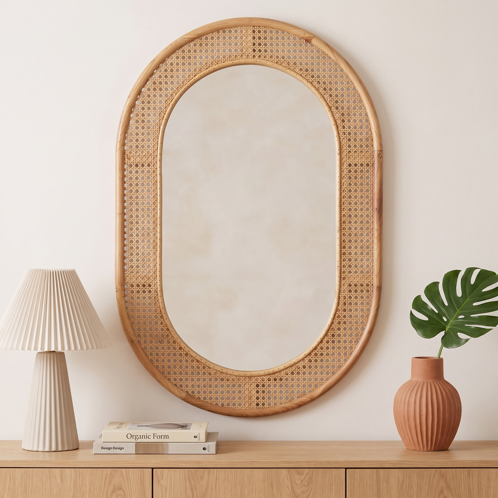 Juni Metal Oval Wall Mirror, Brown