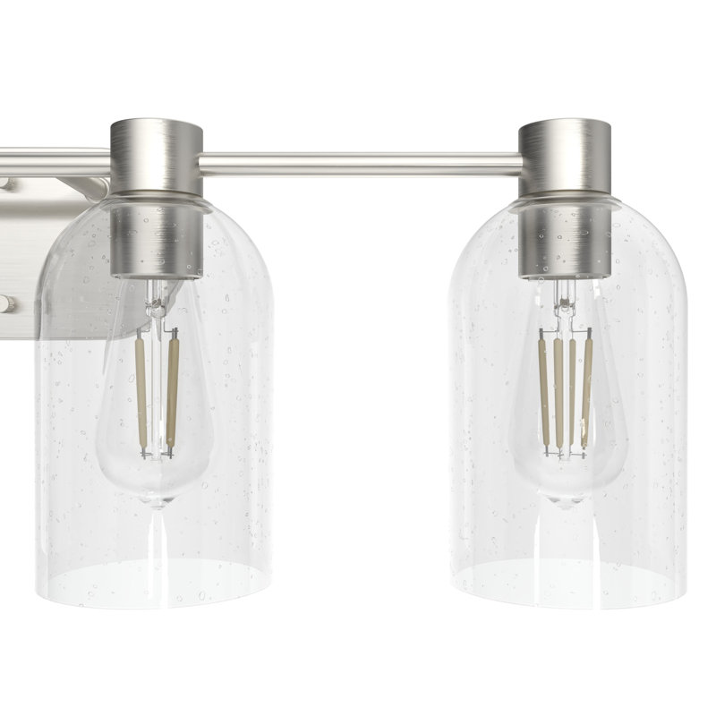 Hunter Lochemeade Natural Iron 4 Light Vanity Wall Light Fixture, Brushed Nickel, Clear