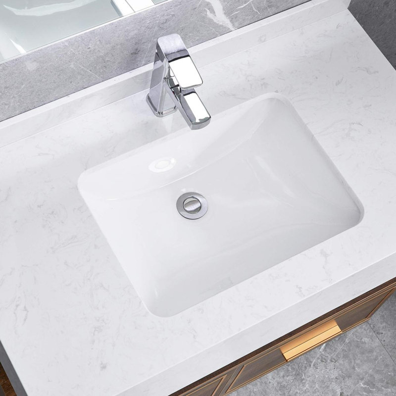 Lavabo de salle de bain rectangulaire encastré avec trop-plein