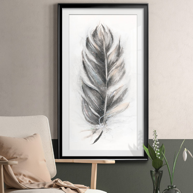Feather Fancy III - Reproduction d'art graphique sur papier encadré, H 10,5 po x l 18,5 po x P 1,5 po, Papier noir