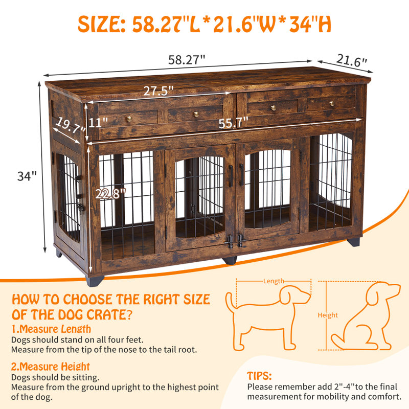 Meuble pour chien 58 po, Brun