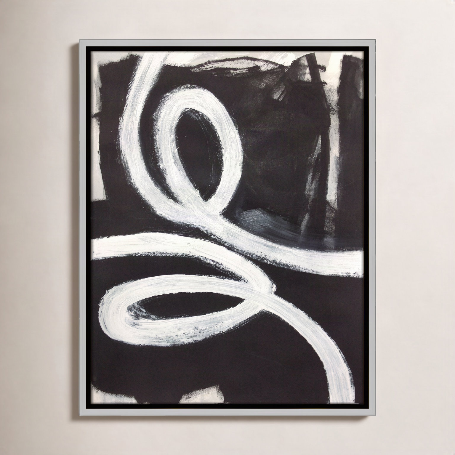 Bronte "Swirly Swirls I" Print, 21.5" H x 17.5" W x 2" D, Silver Floater Framed, No