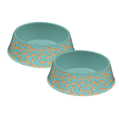 Fun Food Melamine Hot Dog Pet Bowl - Large - 6 Cups - Teal