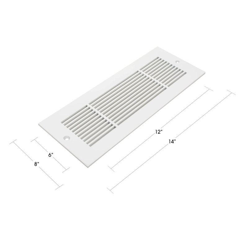 Grille de ventilation Reggio Registral Royal avec trous de fixation et rebord inférieur, Blanc, 6 po x 12 po
