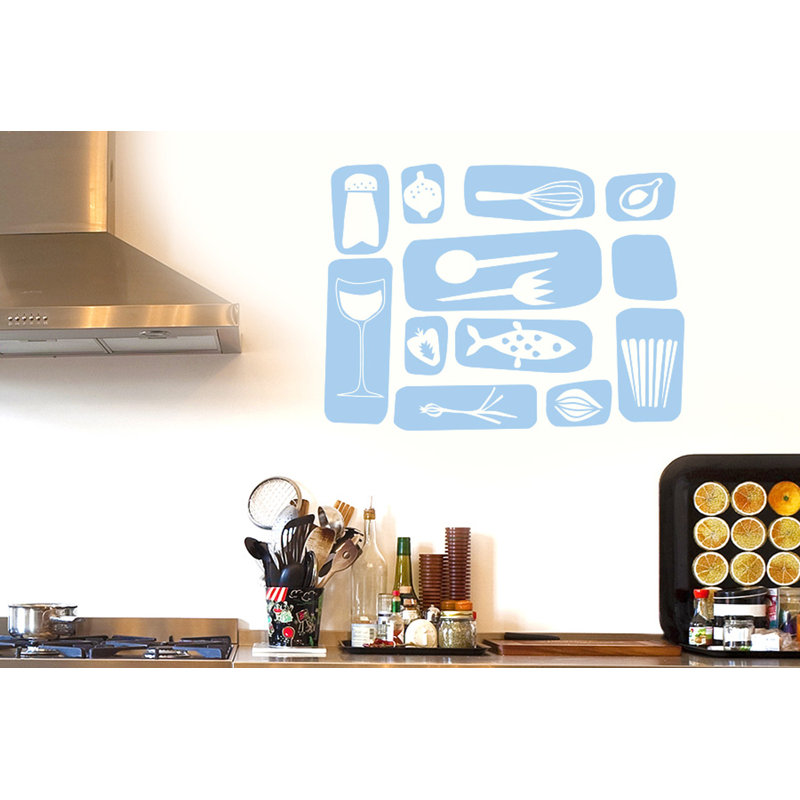 Kitchen Symbols Wall Sticker, Medium, Light Blue
