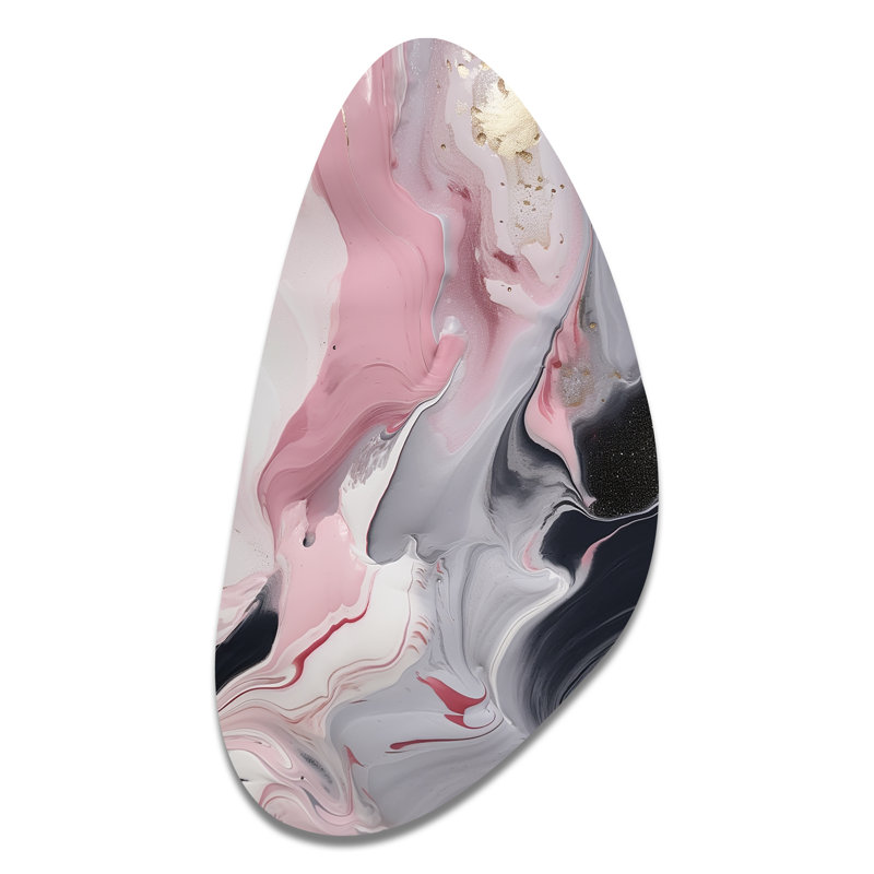 Lainez Solid Marble Paint Artwork II - Marble Asymmetrical Metal Wall Art, Modern Unique Shape Metal Art Print