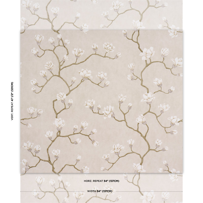 Papier peint arbre Magnolia, Grisaille