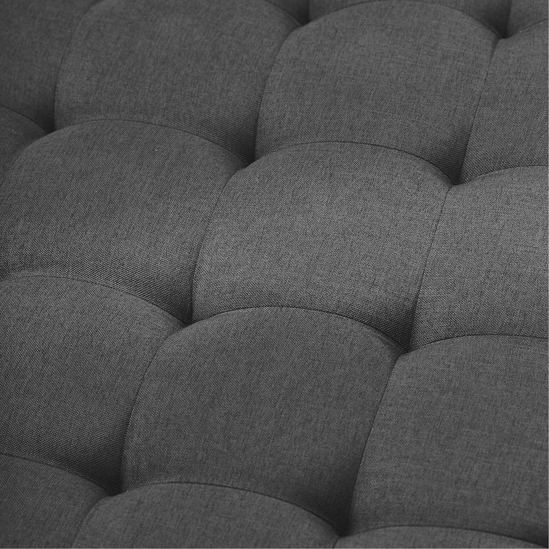 Premium Tufted Linen Square Ottoman Coffee Table with Under-Seat Storage