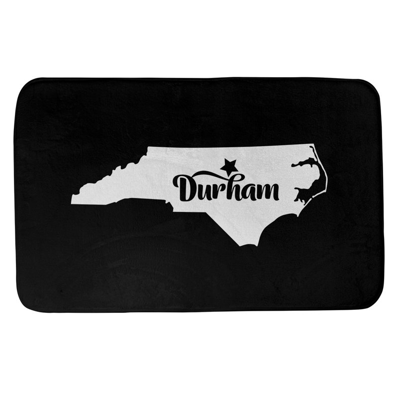 Tapis rectangulaire antidérapant pour salle de bain, L 21 po x L 34 po, Noir, Durham, Caroline du Nord 