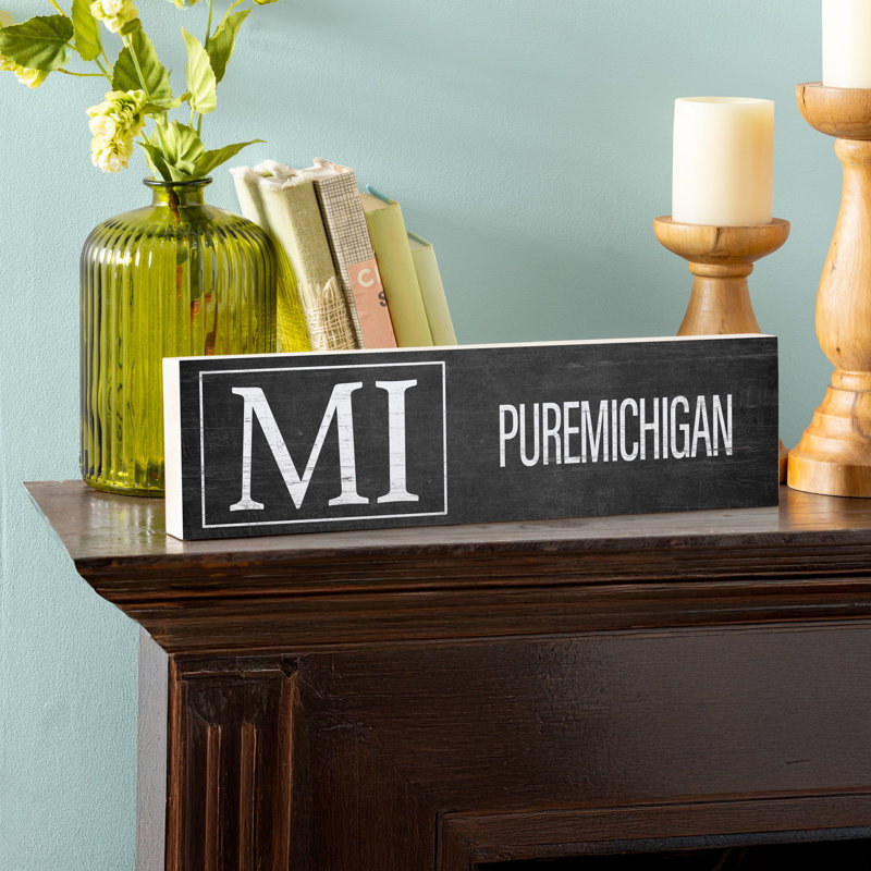 Plaque de cheminée State en bois Michigan 18 x 5 po
