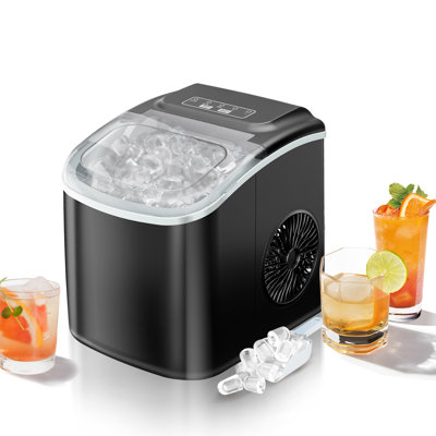 Countertop Ice Maker Machine, 26Lbs Per Day, 9 Ice Cubes Ready In 6 Mins, Auto-Cleaning Portable Ice Maker With Basket And Scoop, For Home/Kitchen/Camping/Rv (Black)