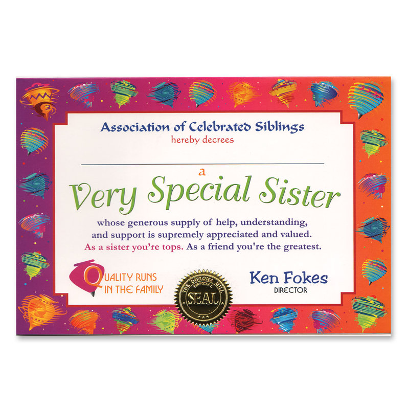 Very Special Sister Certificate