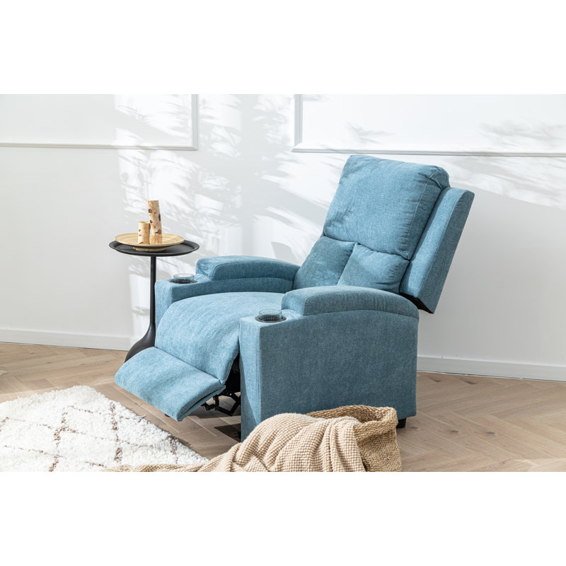 Fauteuil inclinable en chenille de 30,71 po de largeur avec porte-gobelets intégré, Bleu