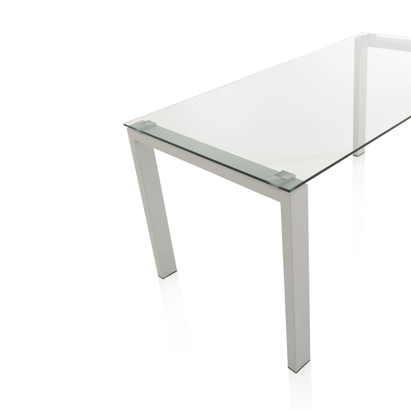 Mattoon Glass Top Metal Base Dining Table