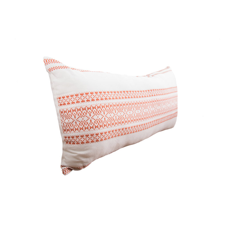 Clayton Geometric Woven Lumbar Throw Pillow, Rust