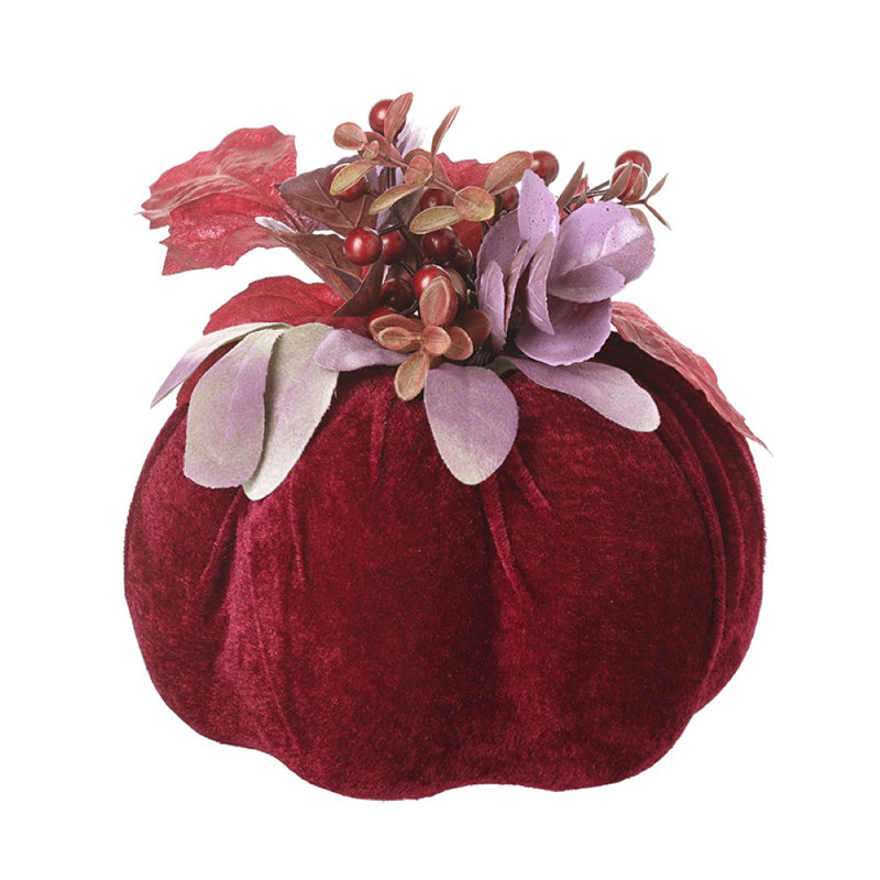 Flower Top Velvet Pumpkin Decoration
