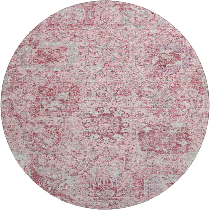 Premium Machine Washable Wayne AMF1102 Damask Rug, Round 8'
