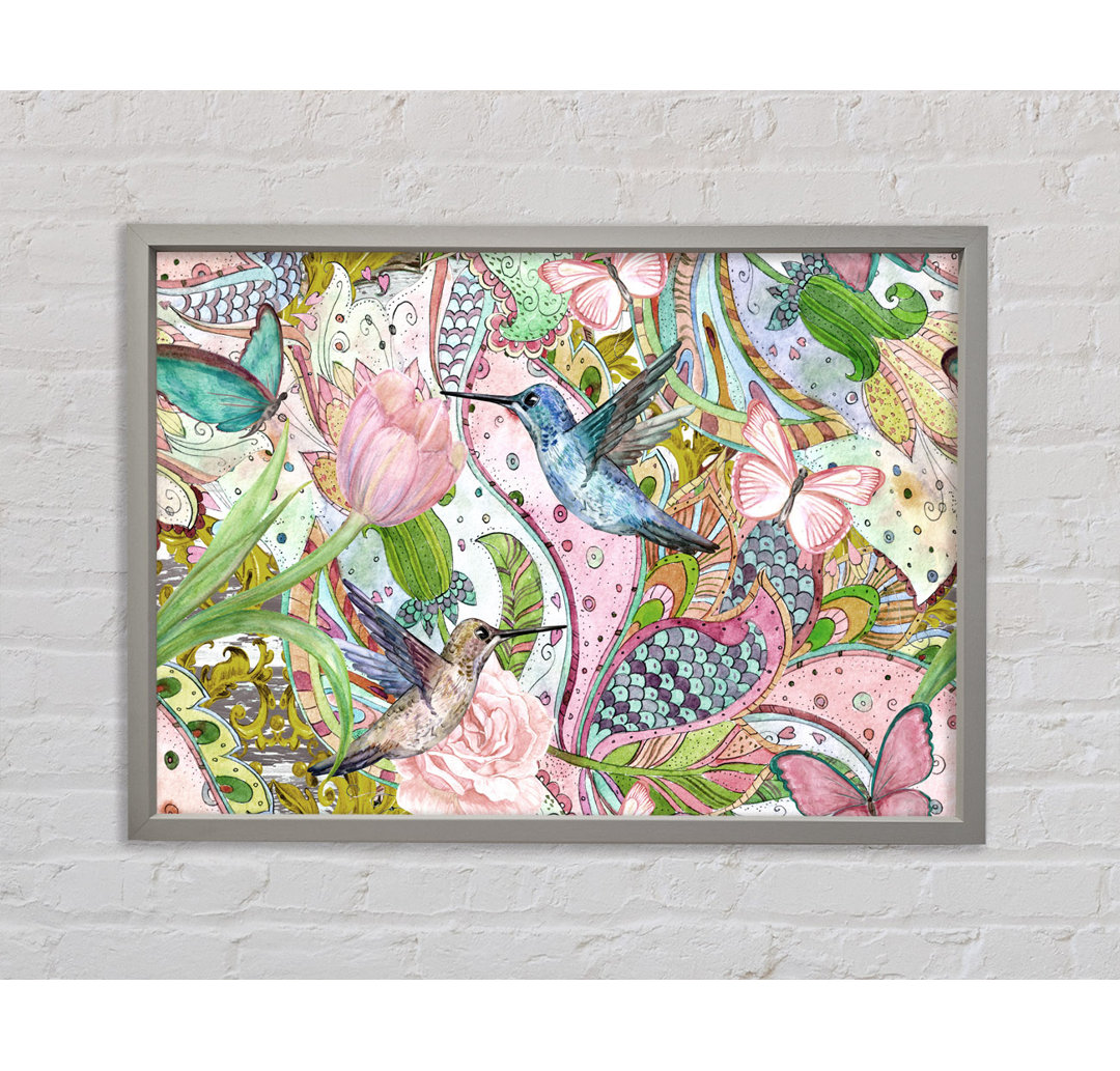 Hummingbird Paradise Pattern - Einzelbildrahmen Kunstdrucke auf Leinwand