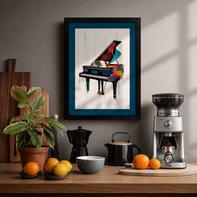 Piano in Colour Modern - Framed Print