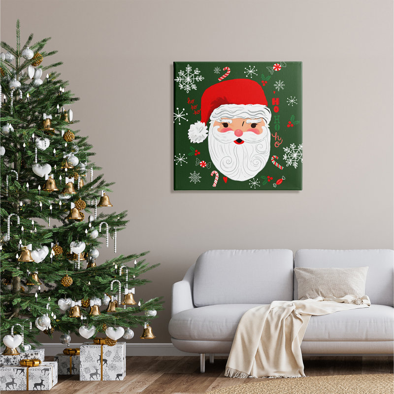 «Jolly Santa On Green» par Sharon Lee, H 30 po x l 30 po x P 1,5 po