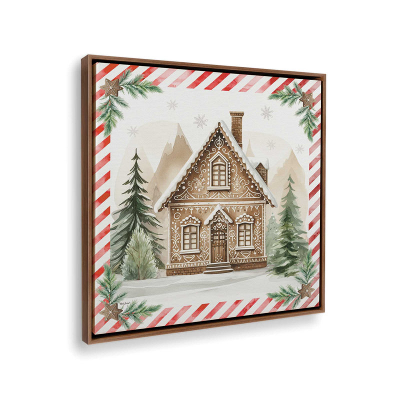 «Gingerbread Lane House I» par Nicole DeCamp, reproduction d'art, Toile avec cadre, Brun, L 36 x H 36