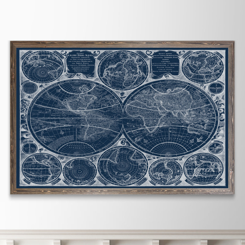 «World Globes Blueprint» par Paul Cezanne - Peinture encadrée, H 32 po x l 44 po x 1,25 po, Espresso Framed Canvas